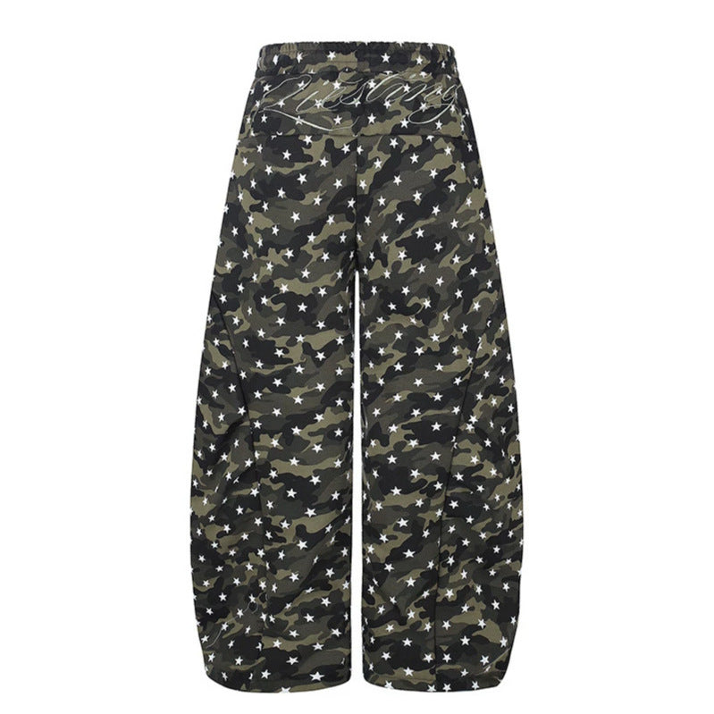 Damen Lässige Palazzohose im Balloon-Cut mit Camouflage‑Sternenprint und verstellbarem Saum Shop Nory