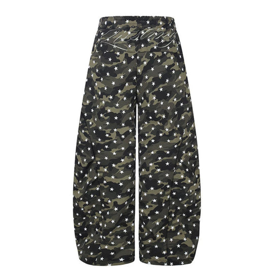 Damen Lässige Palazzohose im Balloon-Cut mit Camouflage‑Sternenprint und verstellbarem Saum Shop Nory