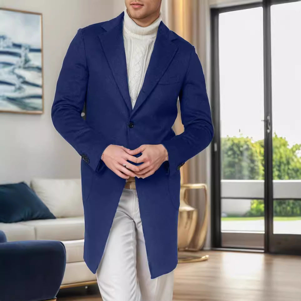 Herren Lang geschnittener Einreihermantel mit schmaler Silhouette Shop Nory