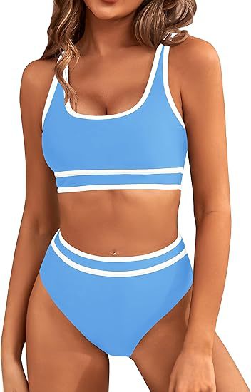 Damen Sportlicher Hochgeschnittener Bikini Shopnory