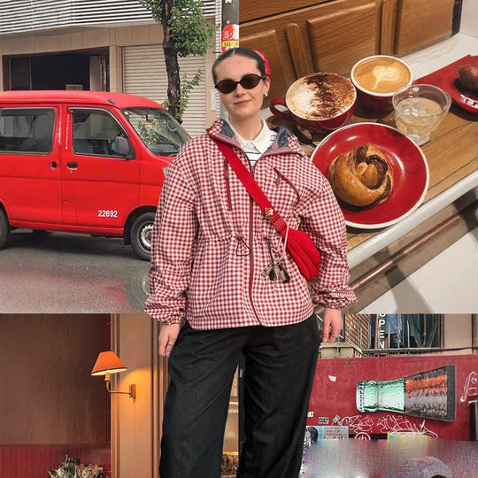 Damen Karo-Windbreaker mit Taillenzug, Kapuze und Reißverschluss Shop Nory