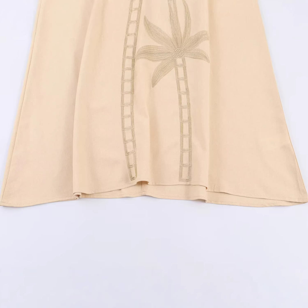 Damen Maxikleid-Kaftan mit Trompetenärmeln und Palmenstickerei Shop Nory