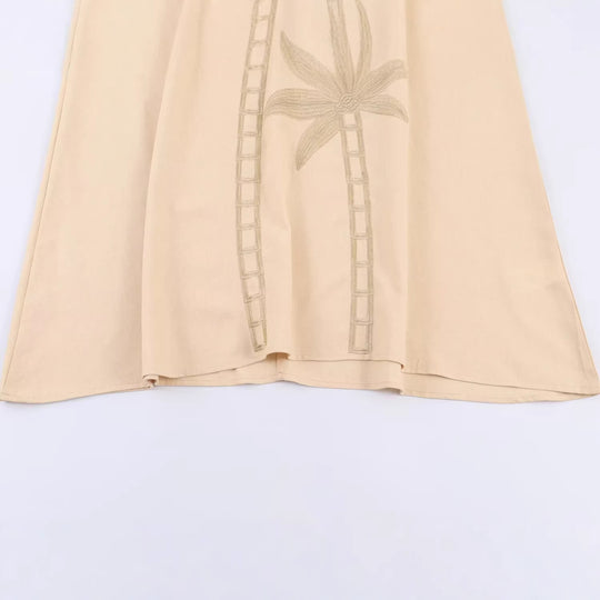 Damen Maxikleid-Kaftan mit Trompetenärmeln und Palmenstickerei Shop Nory