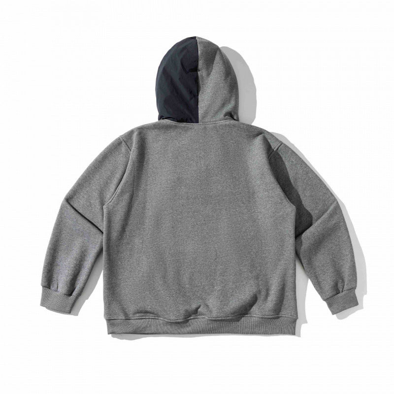 Unisex Oversize-Kapuzenpullover mit Kontrast‑Einsatz, Druckknopfleiste und Kängurutasche Shop Nory