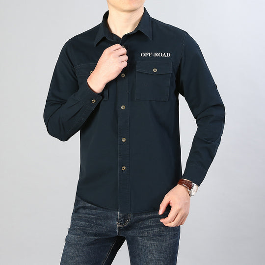 Herren Military-Hemd mit Brusttaschen, Ärmelrollfunktion und Off-Road-Print Shop Nory
