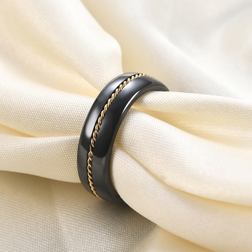 Herren Ring mit gewundenem goldenen Element Shop Nory