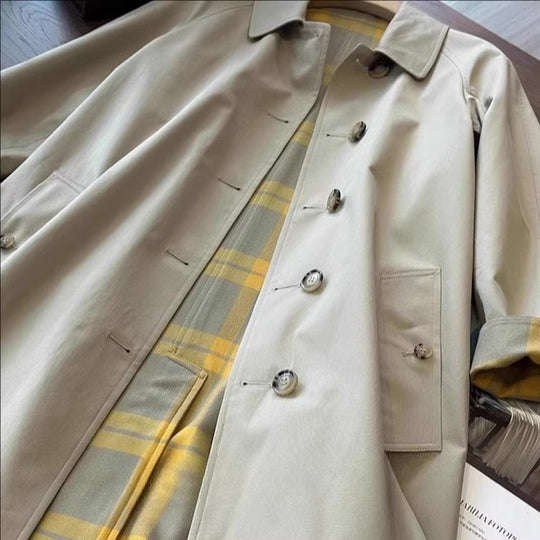 Damen Eleganter Trenchcoat mit doppelter Knopfleiste aus hochwertigem Material Shop Nory