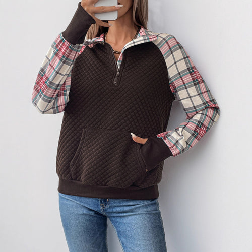 Damen Sportlicher Pullover mit Karomuster Shop Nory