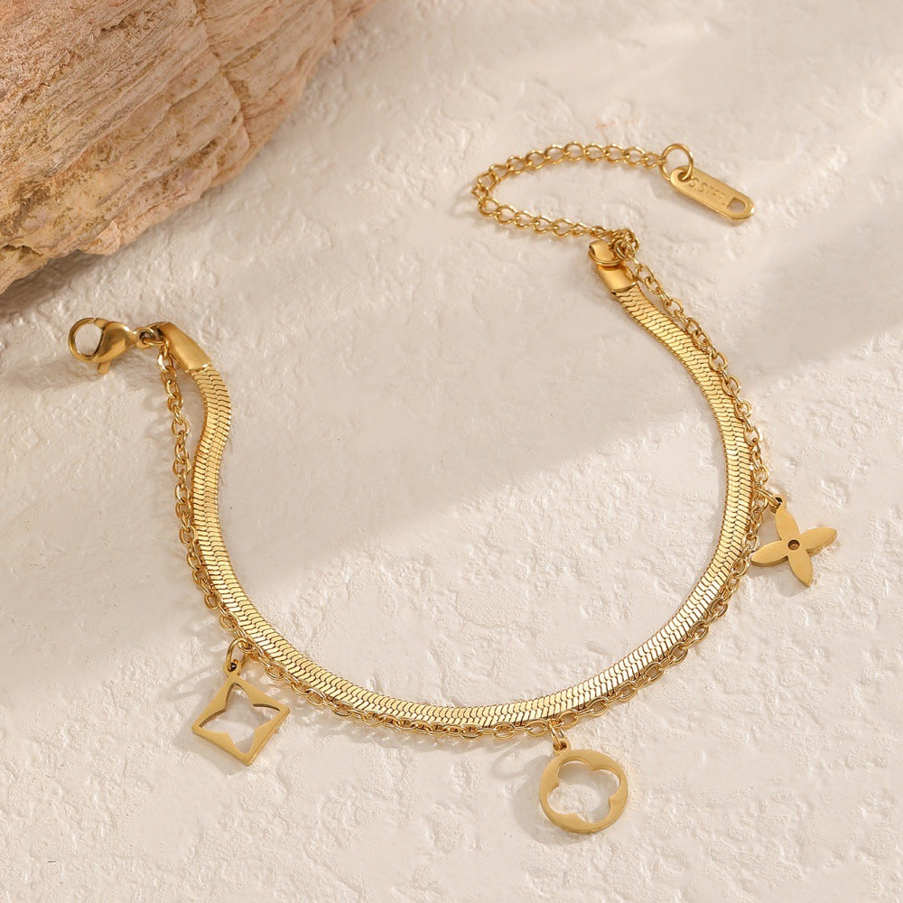 Damen Armband mit filigranem Blattdesign und Perlen Shop Nory