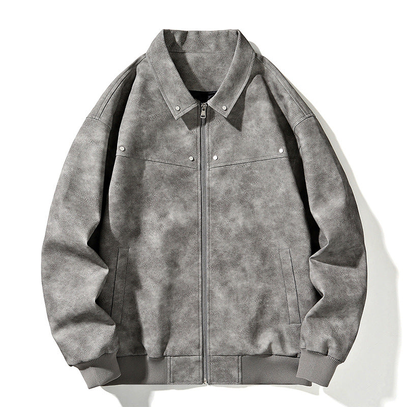 Herren Oversize-Bomberjacke in Wildlederoptik mit Reißverschluss und Rippbündchen Shop Nory