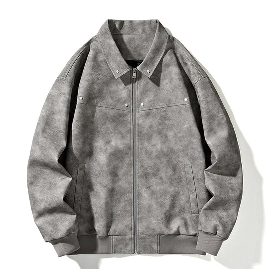 Herren Oversize-Bomberjacke in Wildlederoptik mit Reißverschluss und Rippbündchen Shop Nory