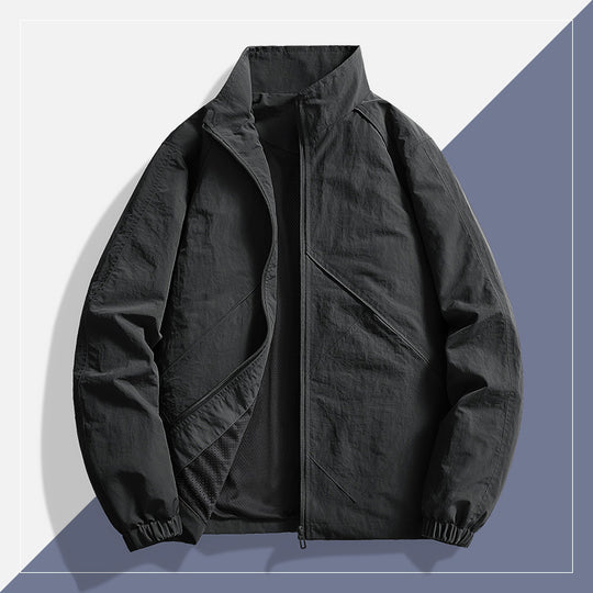 Herren Leichte technische Windjacke mit Mesh-Innenfutter, Stehkragen und elastischen Bündchen Shop Nory