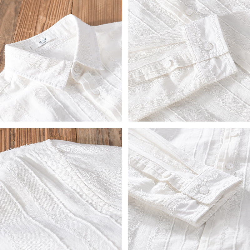 Herren Leichtes Strukturhemd aus Baumwollmix mit feiner Streifenstruktur und Kentkragen Shop Nory