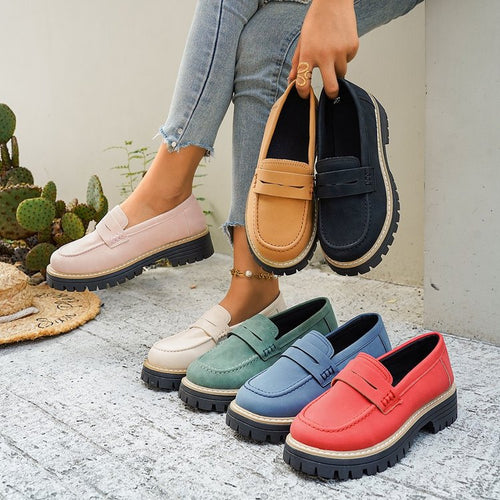 Damen Klassische Loafer mit robuster Profilsohle und gepolstertem Komfortfußbett Shop Nory
