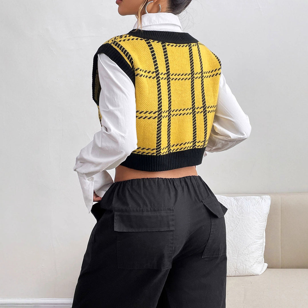 Damen Karo Strickoberteil Shop Nory