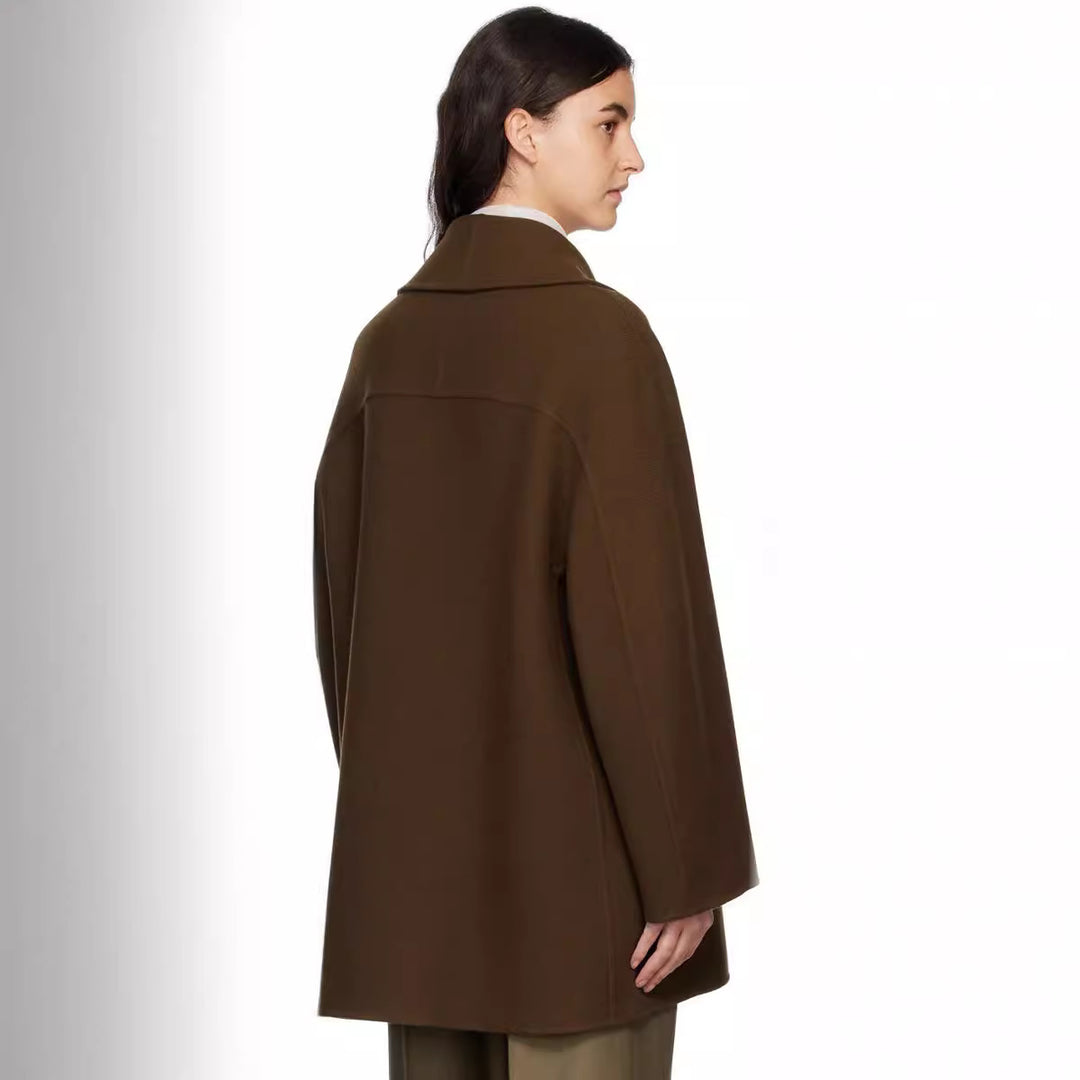 Damen Kurz geschnittener Oversize Doppelreihiger Wollmix‑Mantel mit Rundschalkragen Shop Nory