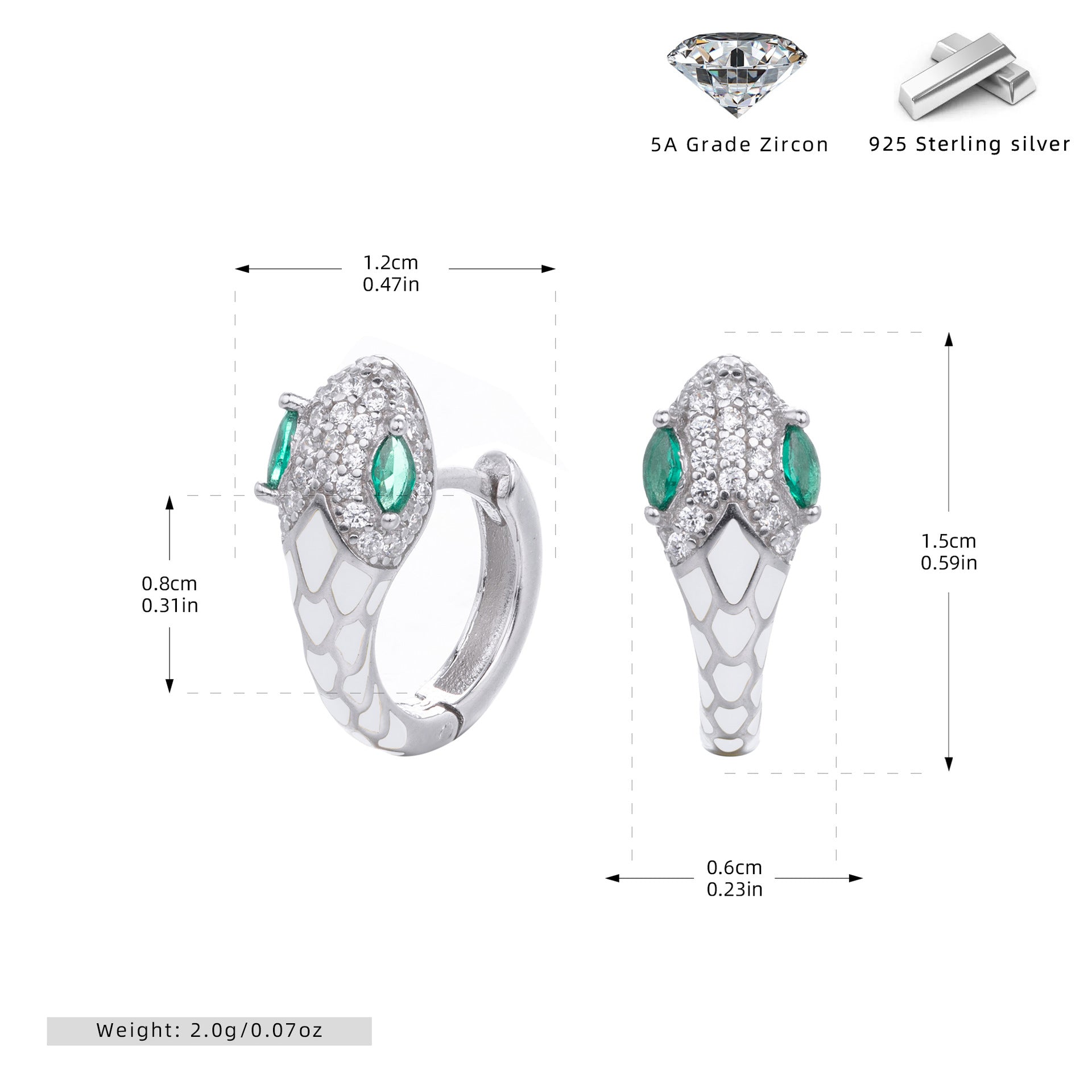 Damen Ohrhänger im stilvollen Schlangen-Design aus 925 Sterling Silber Shop Nory