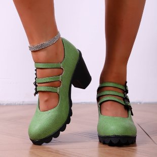 Damen Plateau-Pumps mit dekorativen Riemen und bequemer Sohle