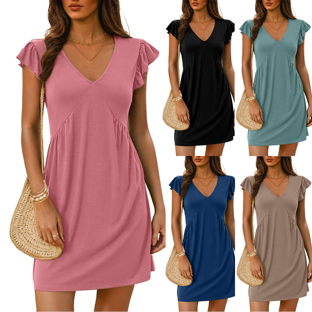 Damen lockeres Sommerkleid mit Rüschendetails