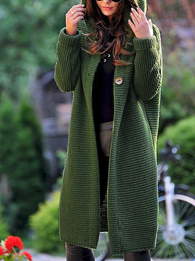 Damen Kapuzen-Strickmantel mit Oversize-Schnitt und Knopfleiste Shop Nory
