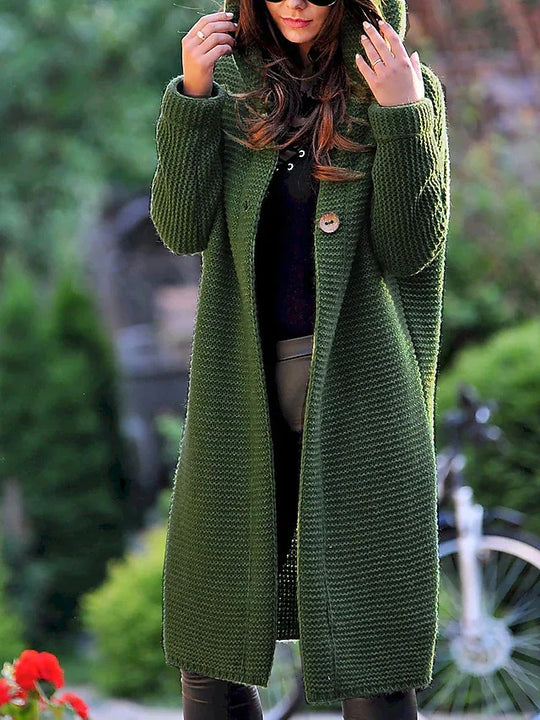 Damen Kapuzen-Strickmantel mit Oversize-Schnitt und Knopfleiste Shop Nory
