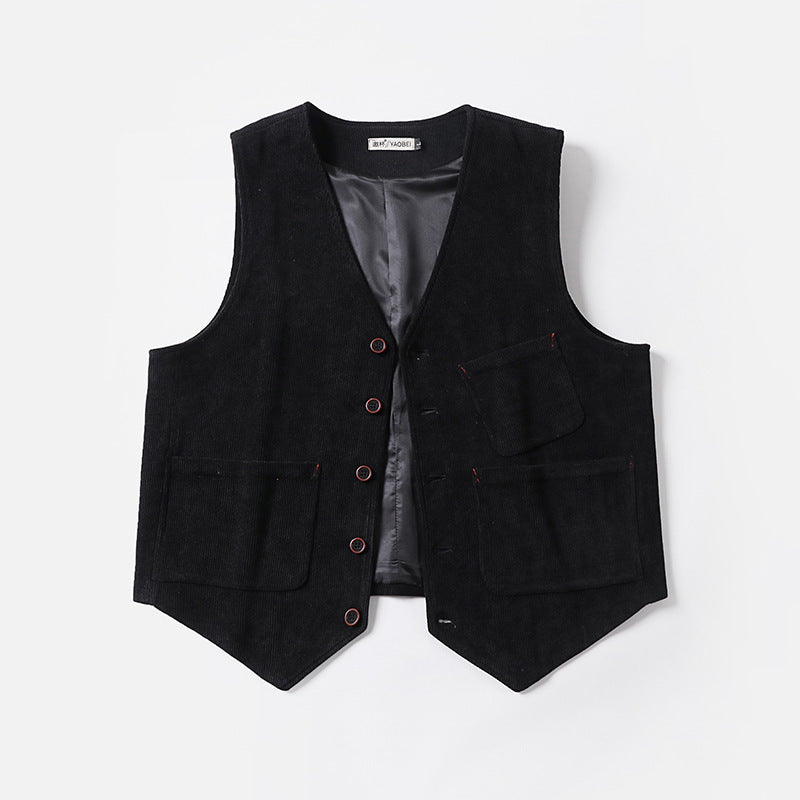 Herren Cordweste ohne Revers mit aufgesetzten Taschen und Futter Shop Nory
