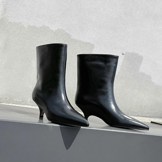 Damen spitz zulaufende Stiefelette mit sculpted Kitten-Absatz und mid-calf Schaft Shop Nory