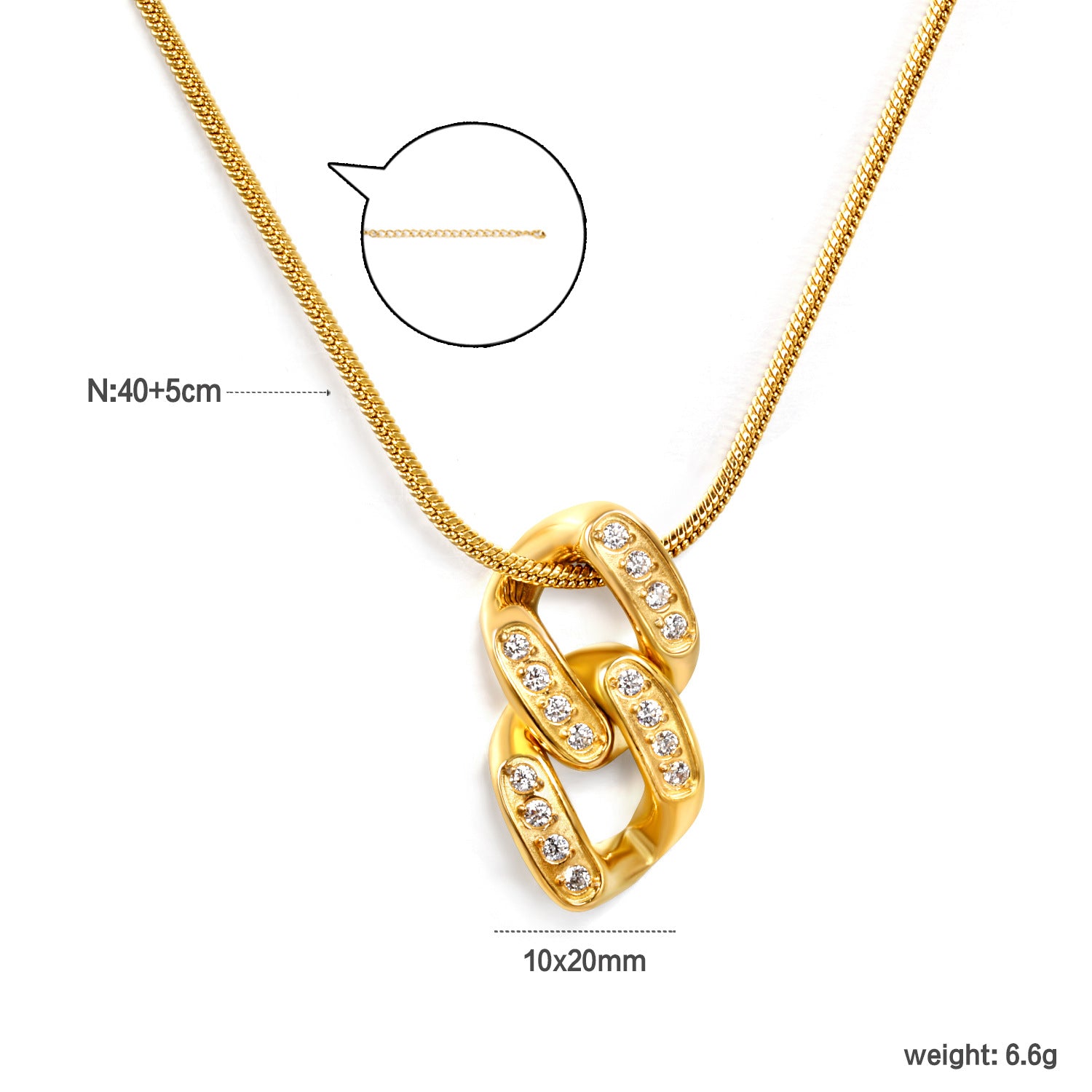 Damen elegante Halskette mit funkelndem Kettenanhänger Shop Nory
