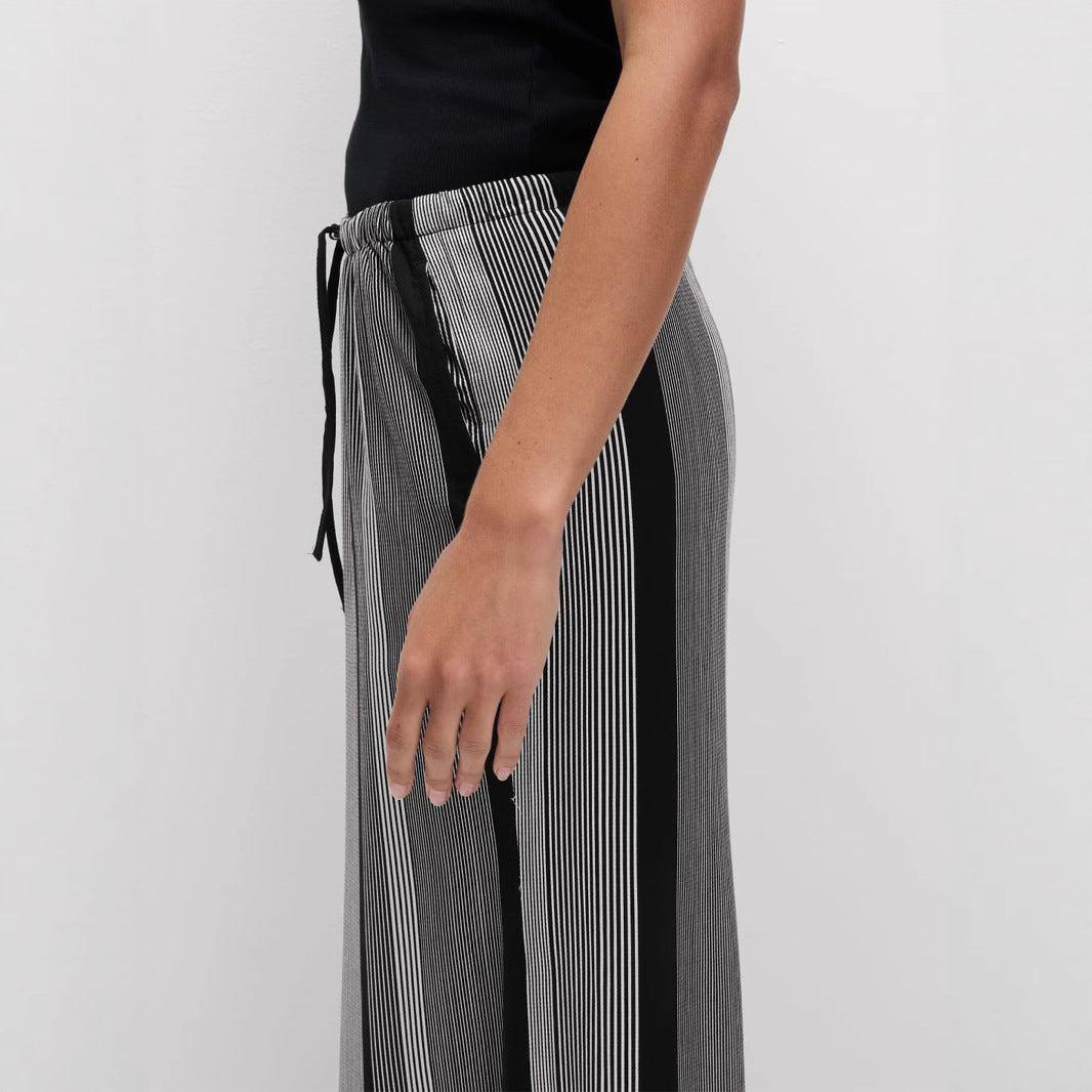 Damen Weite Palazzo-Hose mit Gummibund, Tunnelzug und vertikalem Streifenmuster Shop Nory