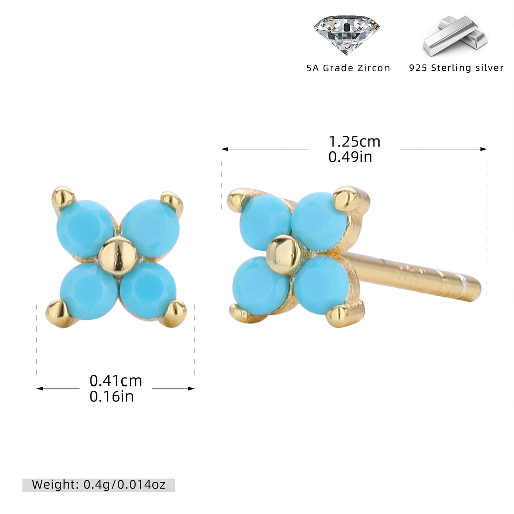 Damen Ohrstecker mit funkelnden 5A Zirkonen in klassischem Blumen-Design Shop Nory