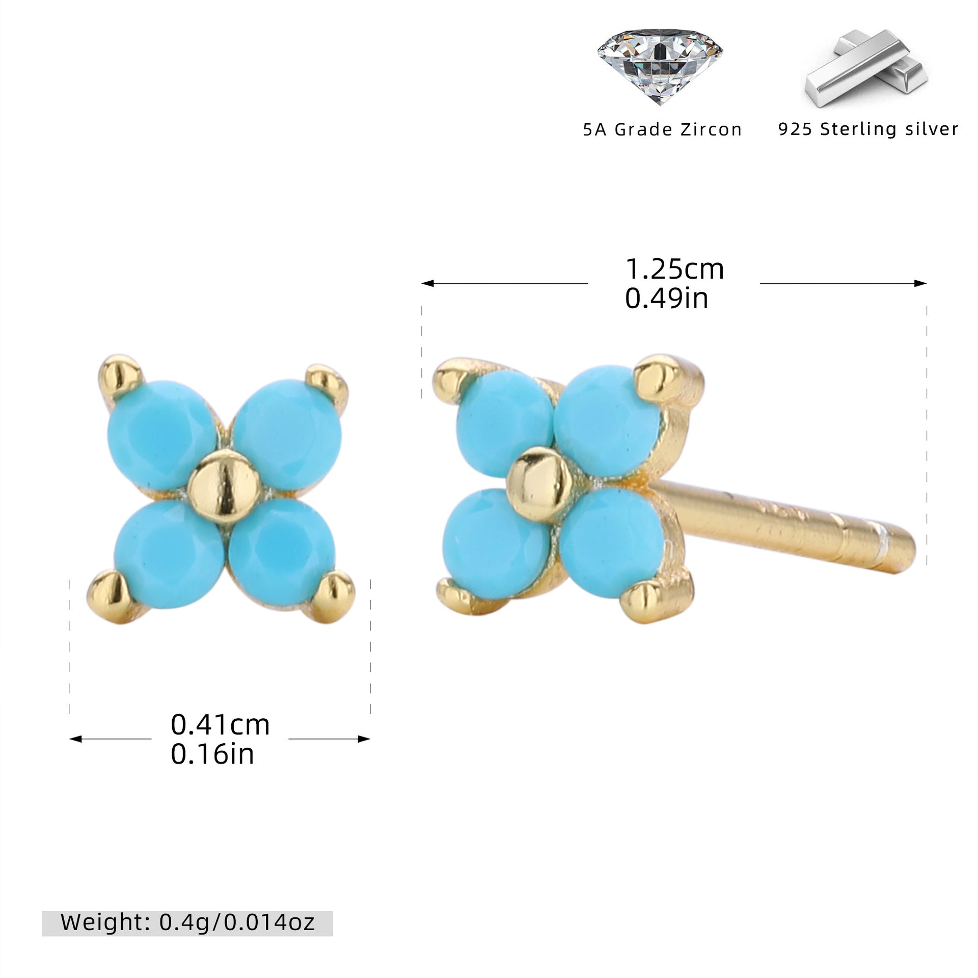 Damen Ohrstecker mit funkelnden 5A Zirkonen in klassischem Blumen-Design Shop Nory