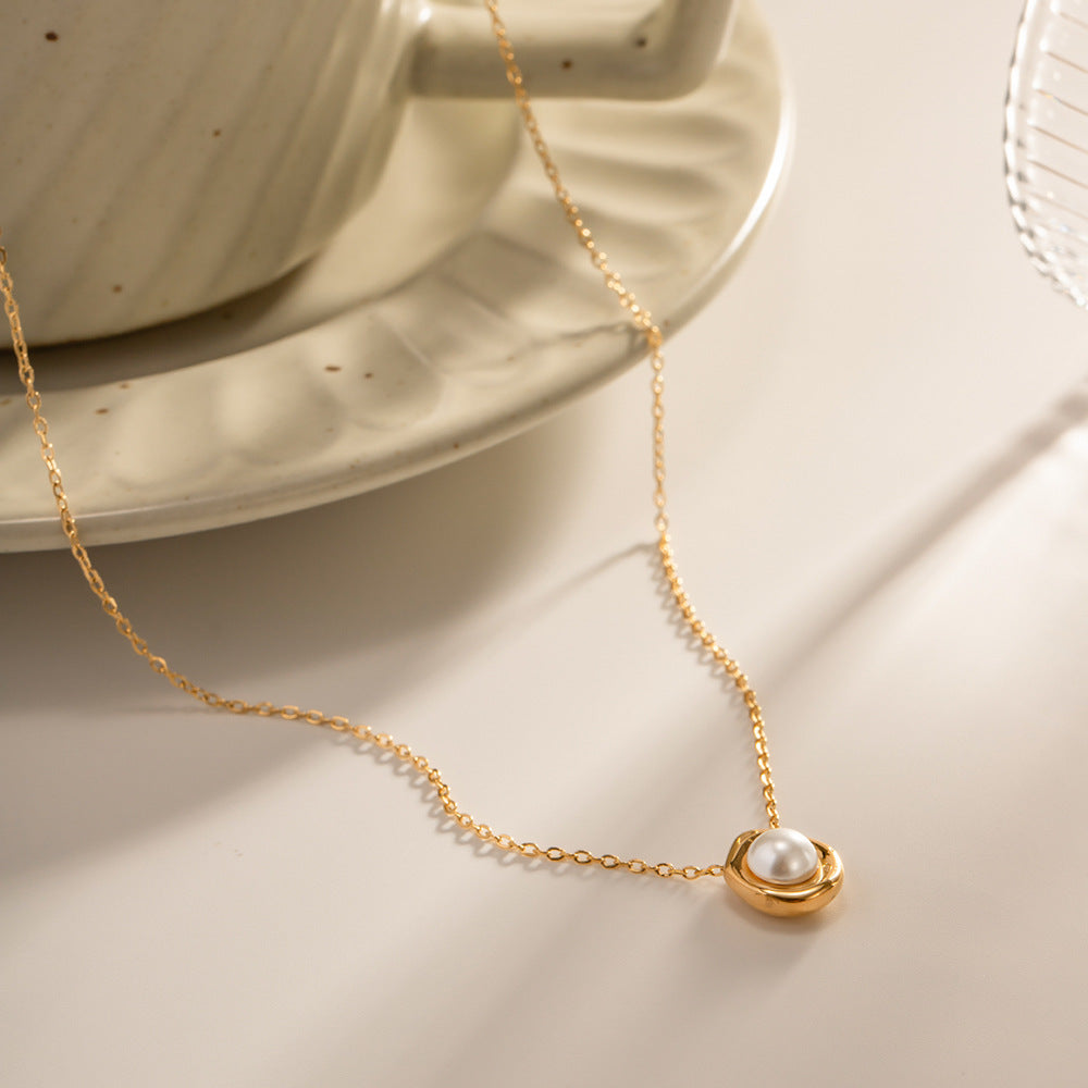 Damen Halskette mit einzigartigem Perlenanhänger und verstellbarem Edelstahlverschluss Shop Nory