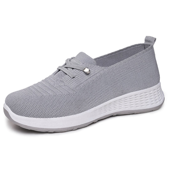 Damen nan leichter gestrickter Slip-On Freizeitschuh mit elastischem Einstieg, dekorativer Zier-Schnürung und dämpfender Leichtprofilsohle Shop Nory