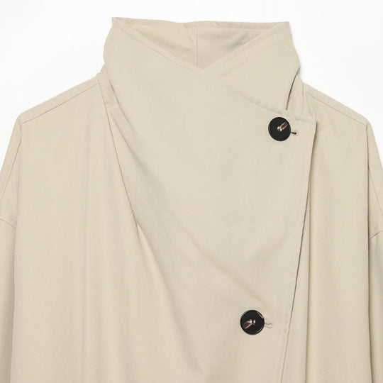 Damen Weitgeschnittener Trenchcoat mit Funnelkragen, asymmetrischer Knopfleiste und Bindegürtel Shop Nory