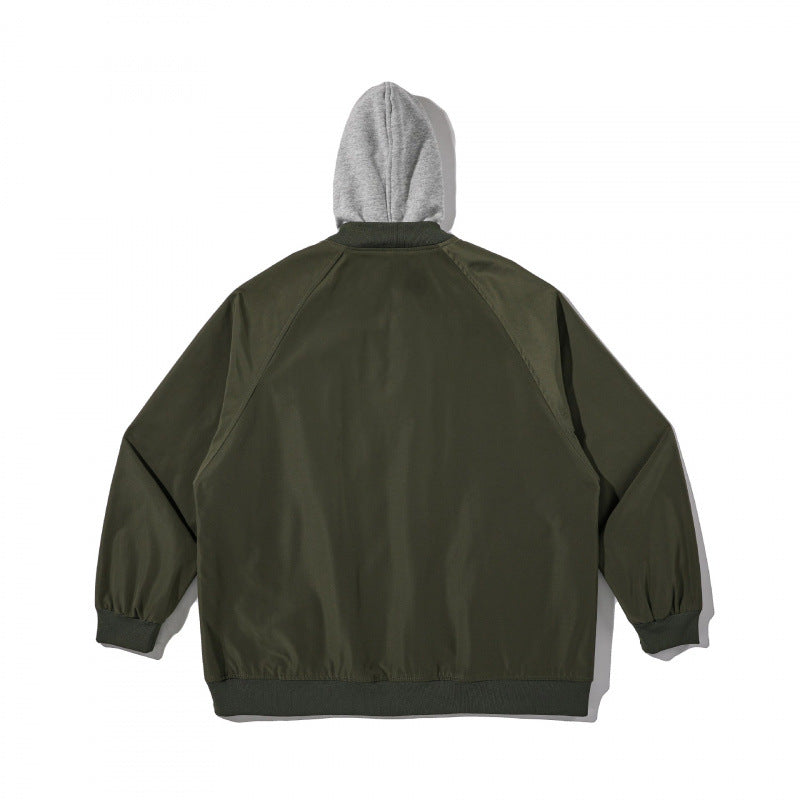 Unisex Oversize-Bomberjacke im Layering‑Look mit kontrastkapuze und Reißverschluss Shop Nory