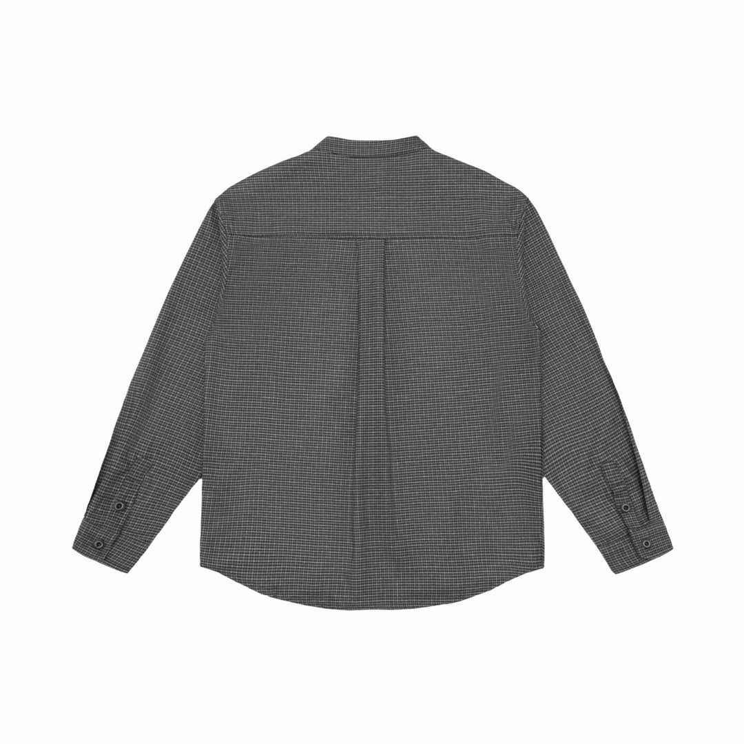 Unisex Oversize-Hemdjacke mit Stehkragen, Glencheckmuster und gerundetem Saum Shop Nory