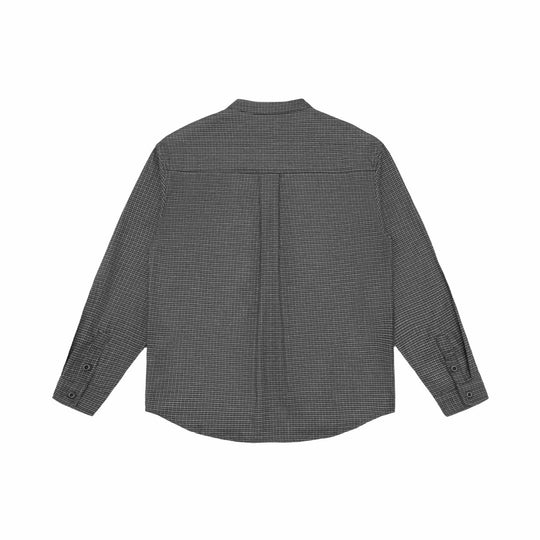 Unisex Oversize-Hemdjacke mit Stehkragen, Glencheckmuster und gerundetem Saum Shop Nory