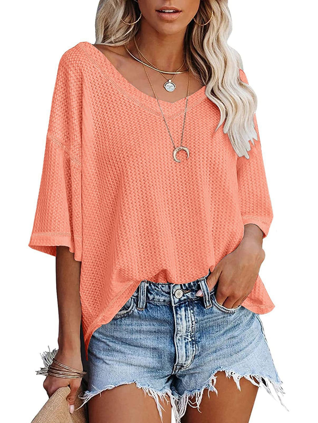 Damen lässiges Oversized-Oberteil mit strukturiertem WShopnorymuster