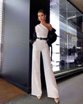 Damen One-Shoulder Jumpsuit mit weitem Bein