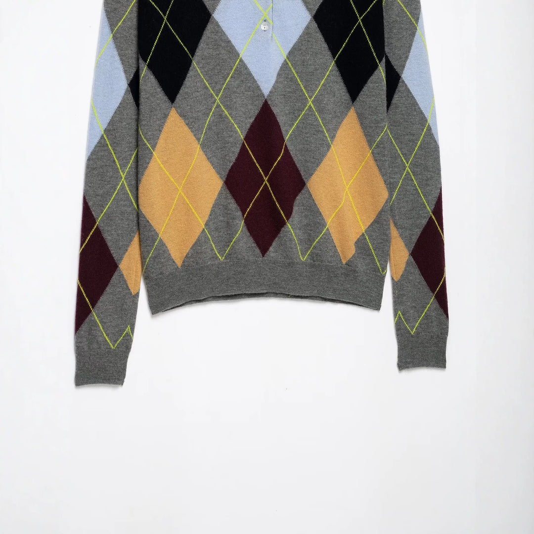 Damen Pullover mit Polokragen und Argyle‑Jacquardmuster Shop Nory