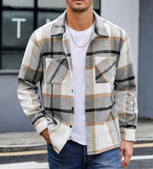 Herren lässige Karomuster Hemdjacke