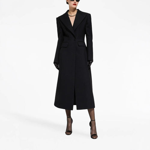 Damen Taillierter Longline-Mantel mit spitzem Revers und Gehschlitz Shop Nory