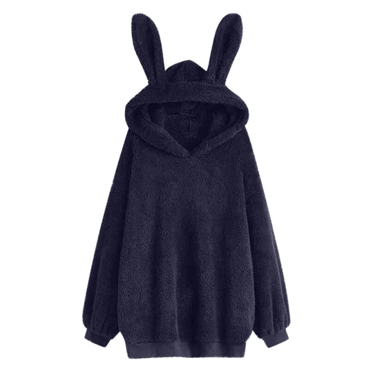 Damen nan flauschiger Oversize-Kapuzenpullover mit langen Hasenohren und gerippten Bündchen Shop Nory