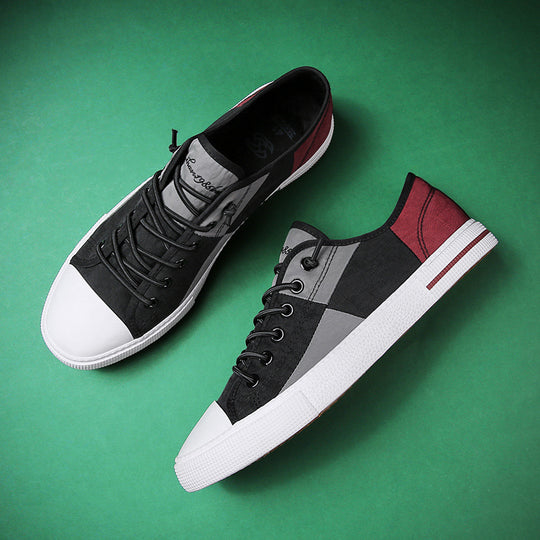 Herren Lässige Low‑Top Canvas‑Sneaker mit geometrischem Colorblock‑Design und verstärkter Zehenkappe Shopy Nory