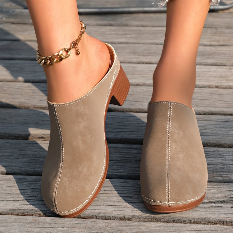 Damen Komfortable Clogs mit blockförmigem Absatz
