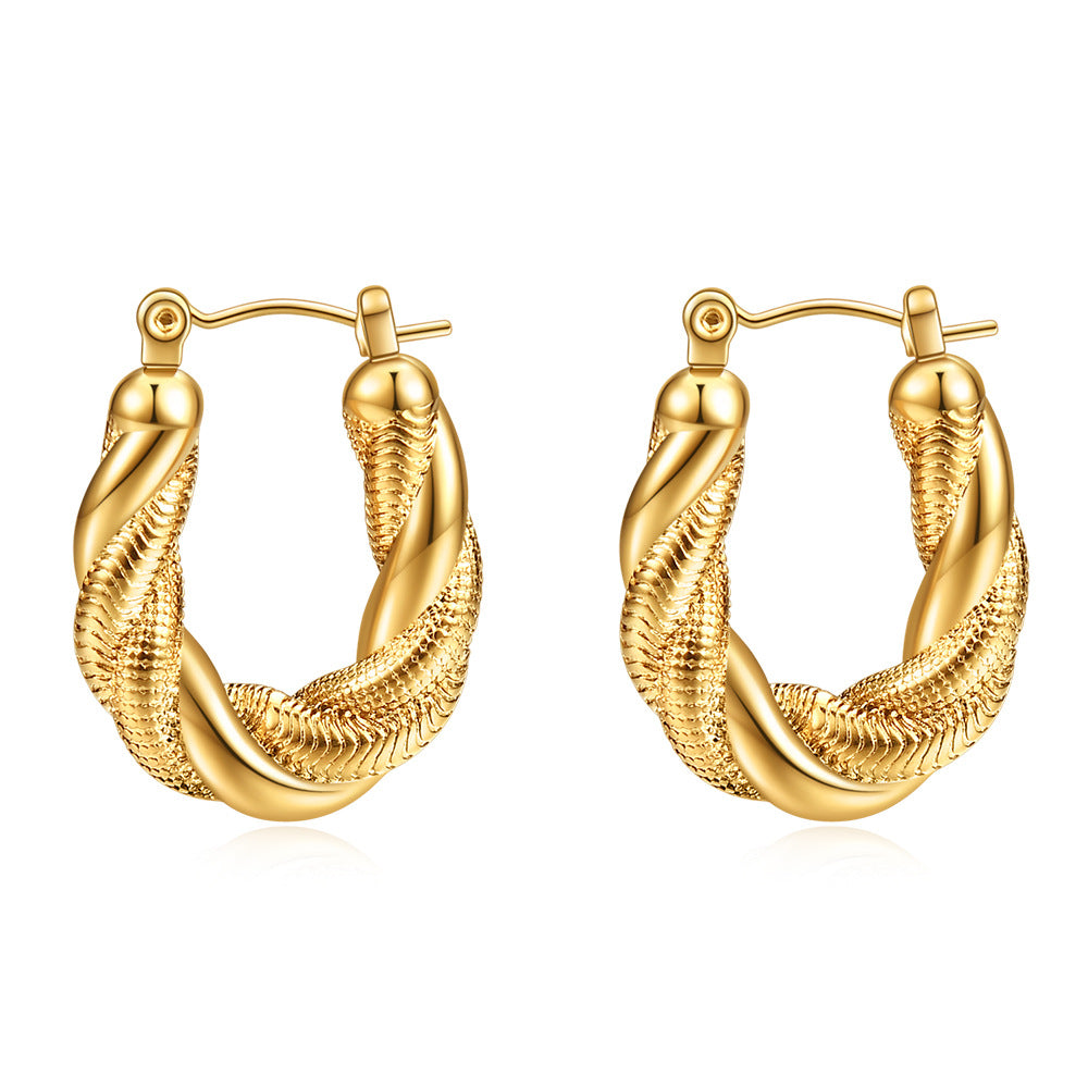 Damen Creolen mit angesagtem Zwirnmuster aus hochwertigem Edelstahl Shop Nory