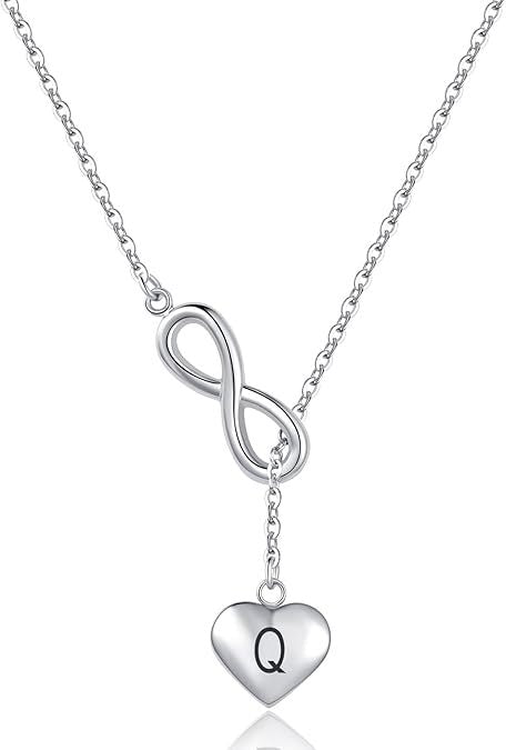 Damen Halskette mit unendlichem Symbol und personalisiertem Herzanhänger Shop Nory
