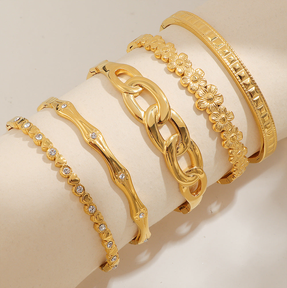 Frauen Elegante Goldplattierte Funkelnde Armband Shop Nory
