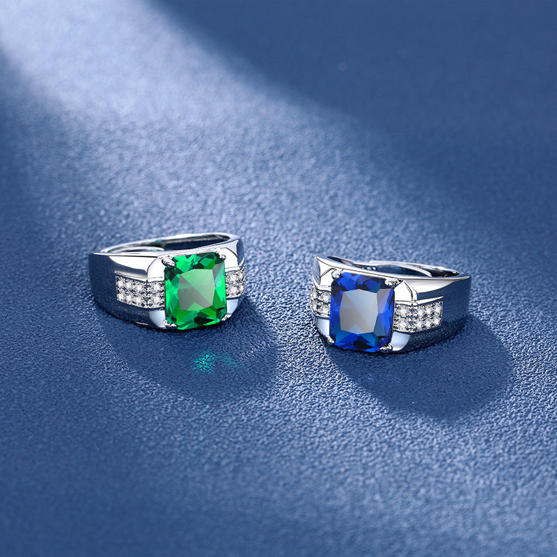 Damen eleganter Ring mit prächtigem quadratischem Edelstein und funkelnden Zirkonia Shop Nory