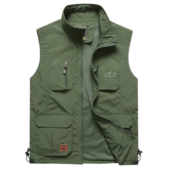 Herren Outdoor-Utility-Weste mit Mehrfach-Taschen, Reißverschluss und Mesh-Futter Shop Nory
